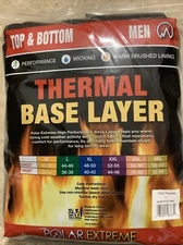 POLAR EXTREME TOP & BOTTOM THERMAL BLACK LAYER SET MEN LARGE