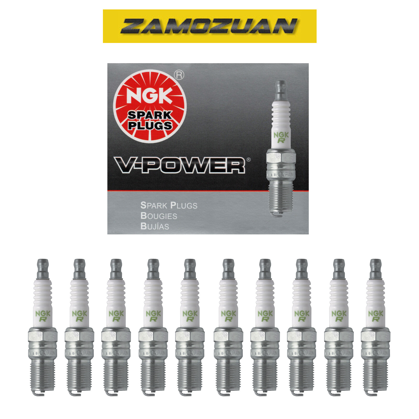 NGK V-Power Spark Plug Set 10PCS. 1991-1994 for Jaguar XJS XJ12 3346 BR7EF