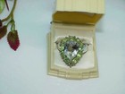 Sterling Peridot & Pear Quartz Ring Sz: 9~ 8.2Gr Vintage Gallery Huge 10.00ct — photo 7