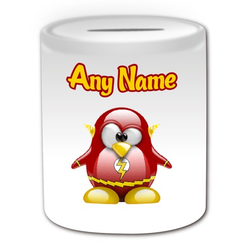 Personalised Gift Flash Penguin Mug Money Box Cup Hero Movie Film Barry Allen - Picture 19 of 20