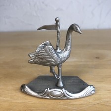 Vtg 1980 Genuine PEWTER Swan on Base C.A.T. Made in USA Desk Art Collectible 2.5