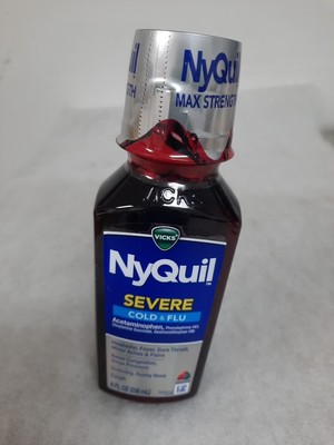 Vicks NyQuil Severe Max Strength Cold, Cough & Flu, 8 fl oz Exp 02/2025 Berry 