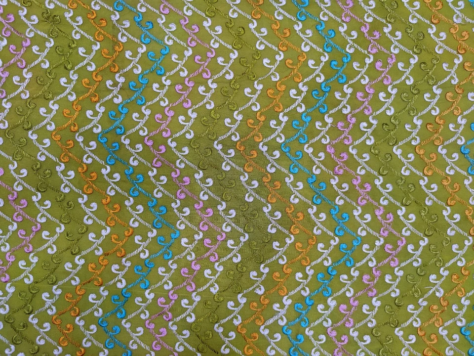 Écharpe longue indienne exotique dupatta paillettes broderie main voile Georg... - Photo 3/4