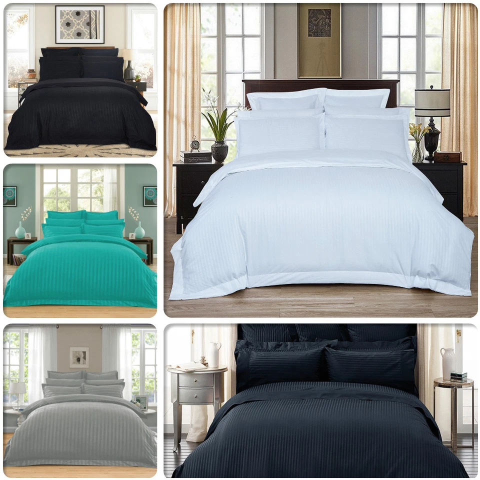 Striped 1000TC Luxury Duvet/Doona/Quilt Cover Set Queen/King/Super King Size Bed