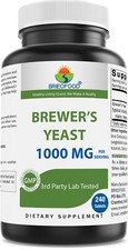 Brieofood Brewers Yeast 1000 mg per Serving - 240 Tablets - 3rd Party Lab Tested