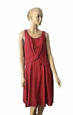 CHLOE POIVRE RODE SILK BLEND  SLEEVLESS BELTED KNIT DRESS SIZE 42/10