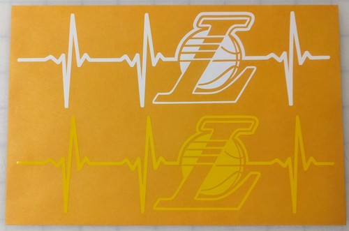 Calcomanía Los Angeles Lakers Heartbeat blanca o amarilla calcomanía calcomanía de 8,5 pulgadas Kobe - Imagen 2 de 5