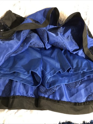JUSTICE ROYAL BLUE BLACK SEQUINED DOTS HOOP SKIRT SHORTS SKORT SIZE 10 EUC - Picture 4 of 5