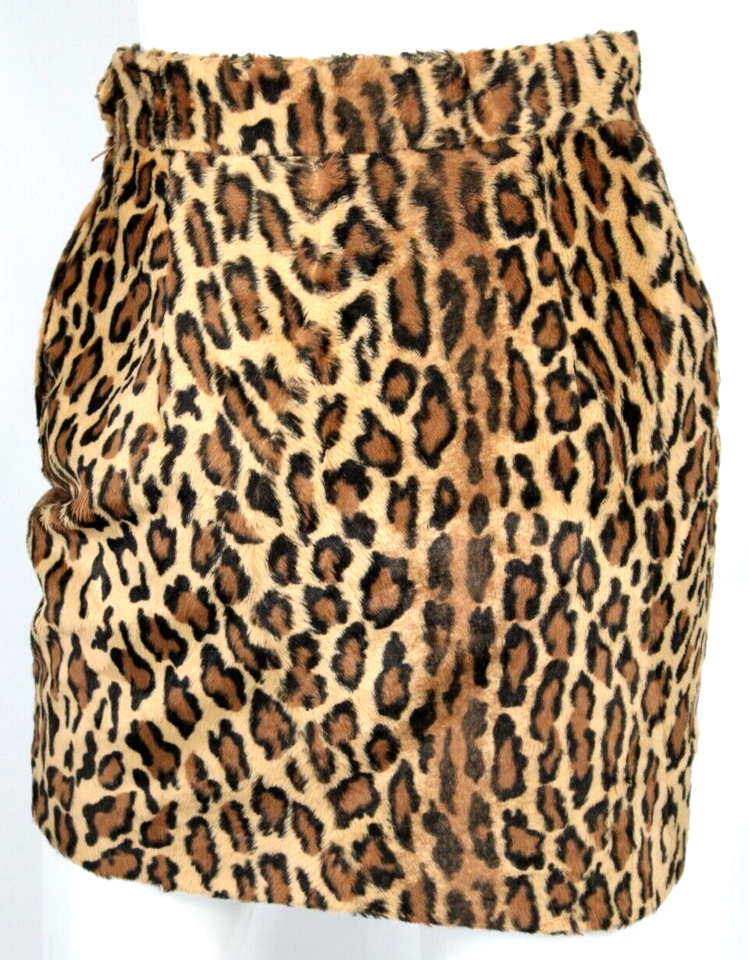 MOSCHINO CHEAP & CHIC Vintage Brown Leopard Print Faux Fur Mini Pencil