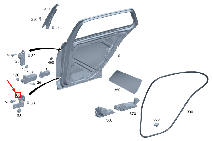Neu MERCEDES-BENZ C W206 Türscharnier hinten links unten A2067305500 Original
