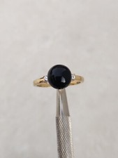 Black Onyx With Zircon Silver Ring, Gold Plated Silver Ring, Black Onyx Ring