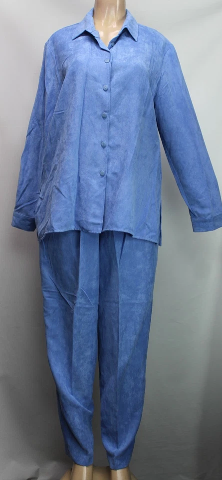 Conjunto de 2 piezas de chaqueta y pantalón Maggie Sweet para mujer imitación gamuza azul talla L Foto 3 de 4