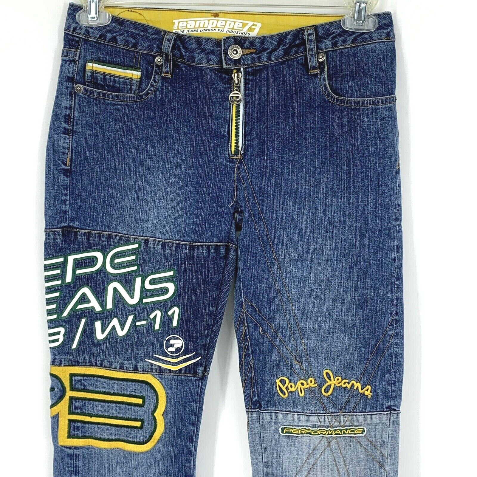 Pepe Jeans 73 Team Graphic Print Jeans Denim Vintage Mens 28 | eBay