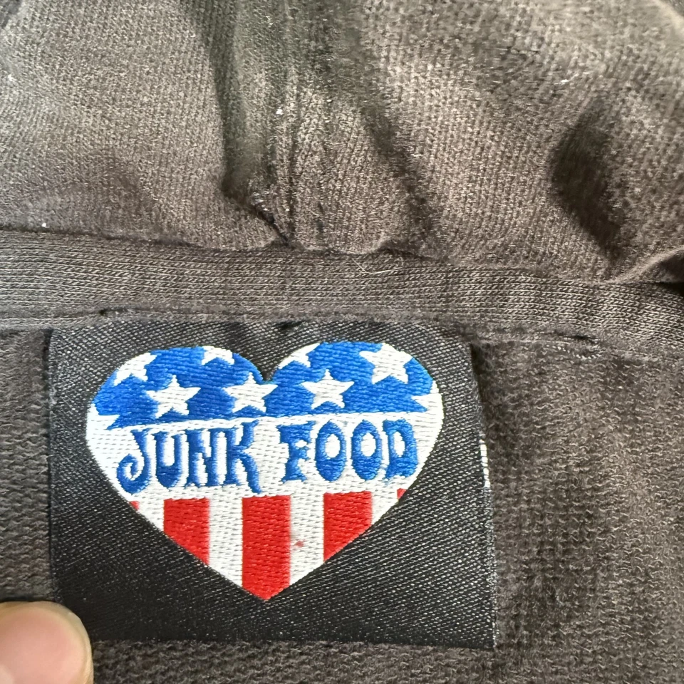 Sudadera con Capucha Comida Chatarra Para Mujer XS Negra Cremallera Live Love Life Gráfico Envejecido Retro Foto 4 de 4