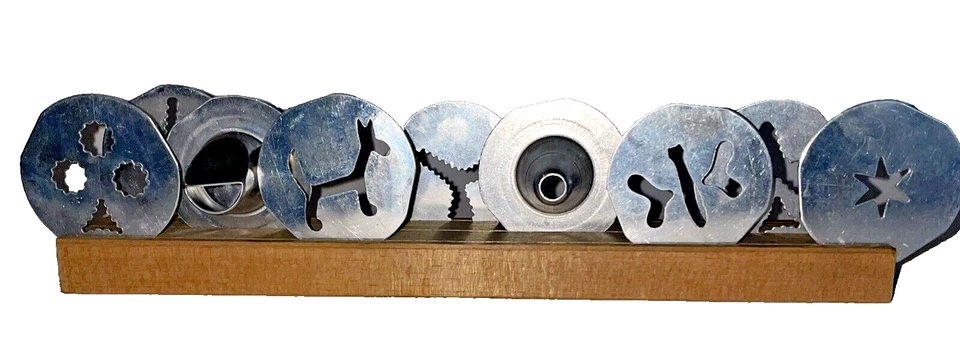 Suporte de bloco de madeira vintage Mirro Cookie Pastry Press substituição 7 discos 2 pontas - Imagem 3 de 4