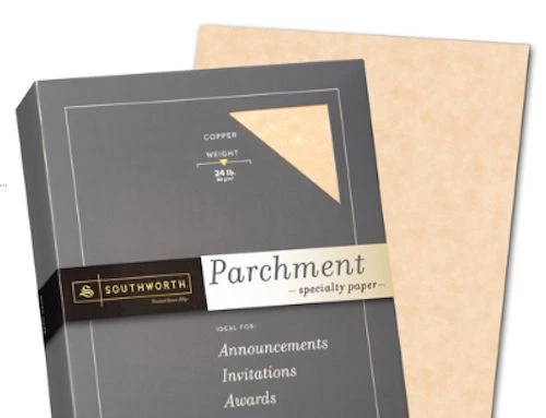 COPPER PARCHMENT PAPER 24 LB INVITATION AWARDS CERTIFICATES MENU 50 SHEETS