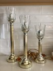 Beautiful Vintage Set Of 3 Brass Candlestick Electric Lamps w/crystal shades  — photo 3