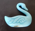 Vintage Fenton 4.25" Blue Satin Glass Swan Figurine Part of Black Label