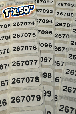 QTY 1000-WHITE SERIAL NUMBERS LABELS STICKERS -INVENTORY-ASSET-TRACKING 1 X .50