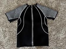 Women's M Black 1/2 SLV Reflective Zip Wet/Dry Suit WaterSki Top Neoprene/Nylon