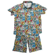 Buc-ee's Fun Beach Camper Hawaiian Style Shirt  Short Set YOUTH MEDIUM Swim