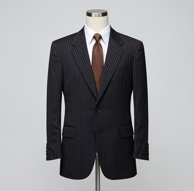 Brioni, Black And Brown, Pinstripe, Single Breasted, Super 150s, Augusto Blazer