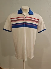 Izod Golf Polo Men's Red White Blue Size Medium Button Up Shirt.              D9