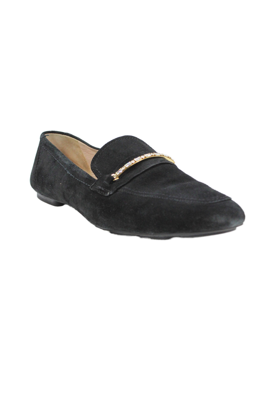 Stuart Weitzman Women's Embellish Suede Slip-On Loafers Shoes Black Size 8.5Free Shipping in US $100+ Orders | $6.95 Orders Below