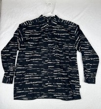 Vintage Sean John Button up black and white shirt. Size Large SPELL OUT NWOT