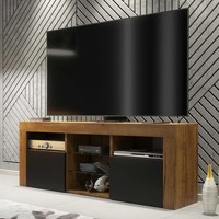 Modern 145cm TV Unit Oak Matt Body Black Matt Doors Media Cabinet Stand Storage