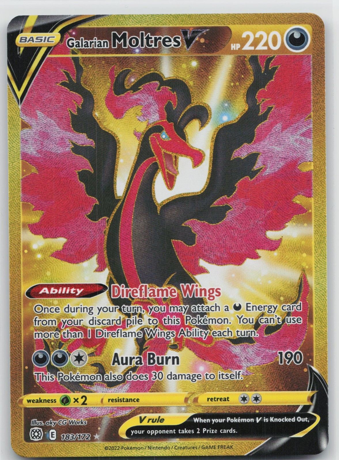 Galarian Moltres V (Secret) Holo Secret Rare SWSH09: Brilliant Stars 183/172 NM