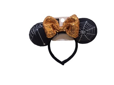 Disney x Primark Spiderweb Halloween Minnie Mouse Ears Headband Sequin Bow NEW 