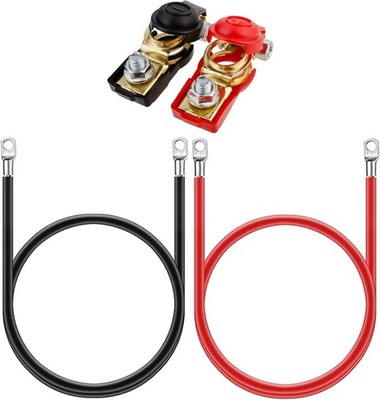 2 Stück 12V Batteriekabel rot und schwarz, Batteriewechselrichterkabel 50cm, Autobatterie
