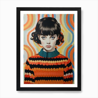 Mädchen im Häkelpullover 2 Kunstdruck gerahmt Wandbild Poster Leinwanddruck Bild