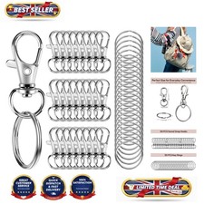 Durable Silver Lobster Claw Clips with 360-Degree Swivel for Crafts - 100Pcs