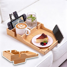 Couch Tray Insert with 2 Cup Holders, 2-In-1 Bamboo Insert & Flat Sofa Organizer