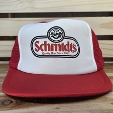 Schmidt's Beer Vintage Red Trucker Snapback Cap Hat Made in USA