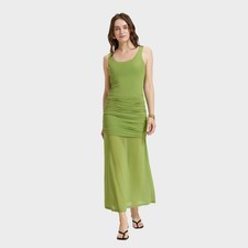 Women Mesh Sheer Layer Maxi Dress - A New Day Fern Green