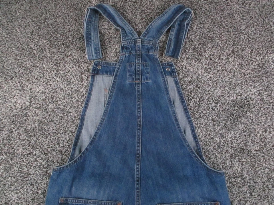 GAP Denim Overalls Womens XS Blue Cropped Slouch Adjustable Straps Pockets 31x26 - Image 4 of 4