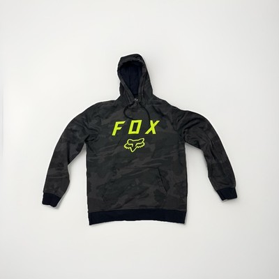 Fox Racing Hoodie Mens L Camo Neon Sweatshirt Pullover Motocross Surfer Skater