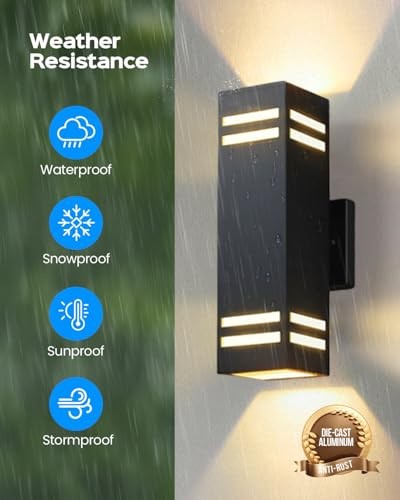  Outdoor Wall Lights Dusk to Dawn, Modern 1 Pack Black/D2D Sensor/Style 2