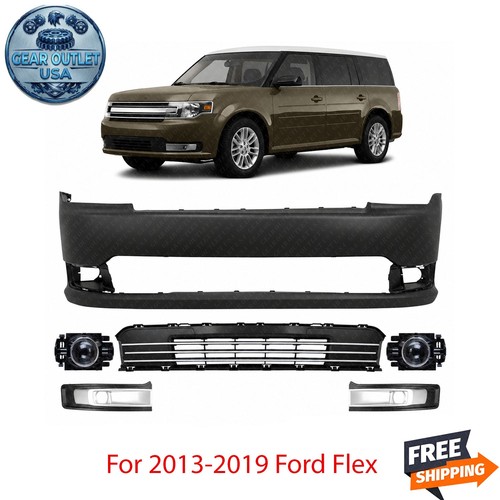 New Front Bumper Cover Primed & Fog Lights Kit For 2013-2019 Ford Flex