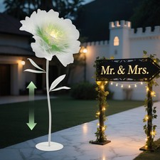 Auto-Open Artificial Flower with LED Light Green Floral Decor For Wedding Party