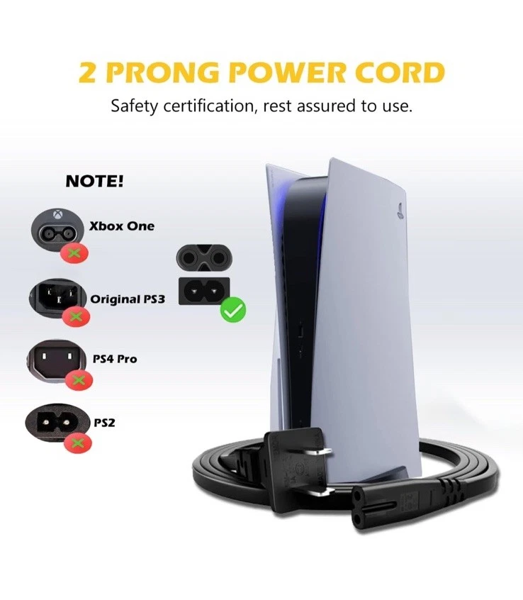 3.5ft. Original Replacement AC Power Cord for PS3 / PS4 / PS5 / Xbox Series S/X - Image 3 of 4