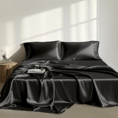 Madison Park Satin Sheets Twin Size, Luxurious Silky Bed Sheets, Elastic 14'' Poc