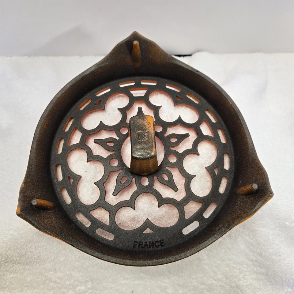 Vtg Le Creuset Flame Orange Ombre Cast Iron Enamel Trivet 8" France Pedestal - Image 4 of 4