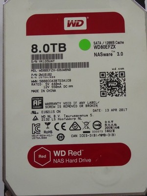 WD80EFZX-68UW8N0 MAY-APR 2017 P/N: 2W10102 Western Digital WD Red 8TB