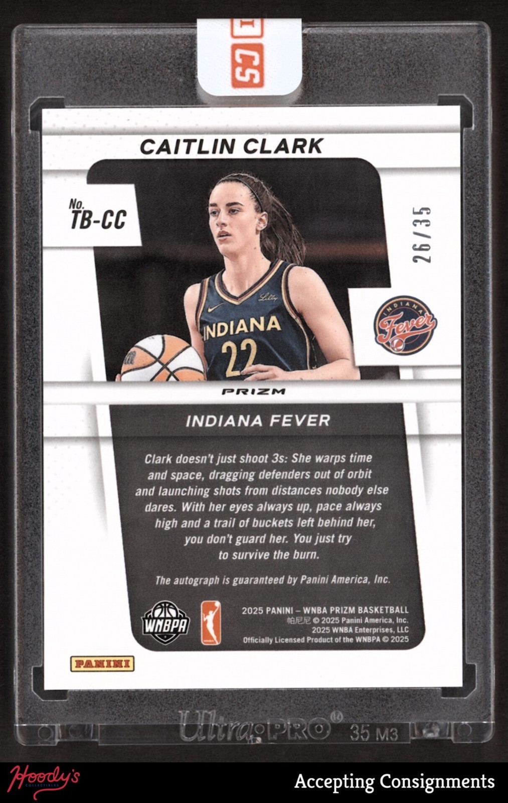 2025 Panini Prizm WNBA Throwback Signatures Teal Caitlin Clark 26/35 AUTO FEVER view 2