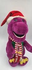 Vtg 1992 Barney The Purple Dinosaur Plush Christmas Hat & Scarf The Lyons Group