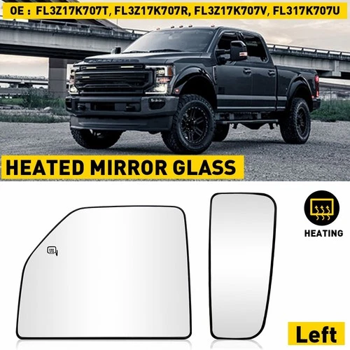 For 2015-2022 F250 Tow F150 Mirror Glass Upper Driver Lower Heated Left Side